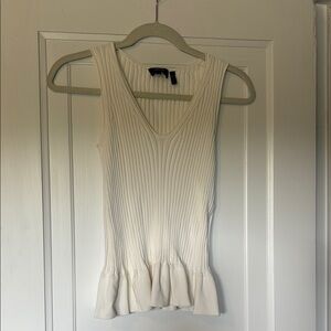 Vince Cream Ribbed Peplum Tank Top